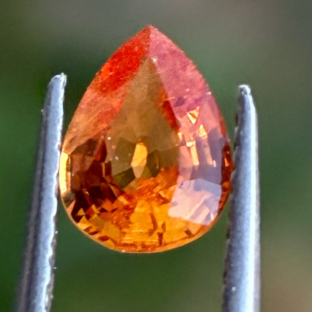 Gorgeous Orange Sapphire .8ct Loose Gemstone Natural Pear Cut Gem Stone